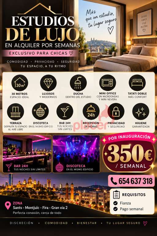 ESTUDIOS DE LUJO EN ALQUILER SOLO CHICAS 24H 35O SEMANAL
